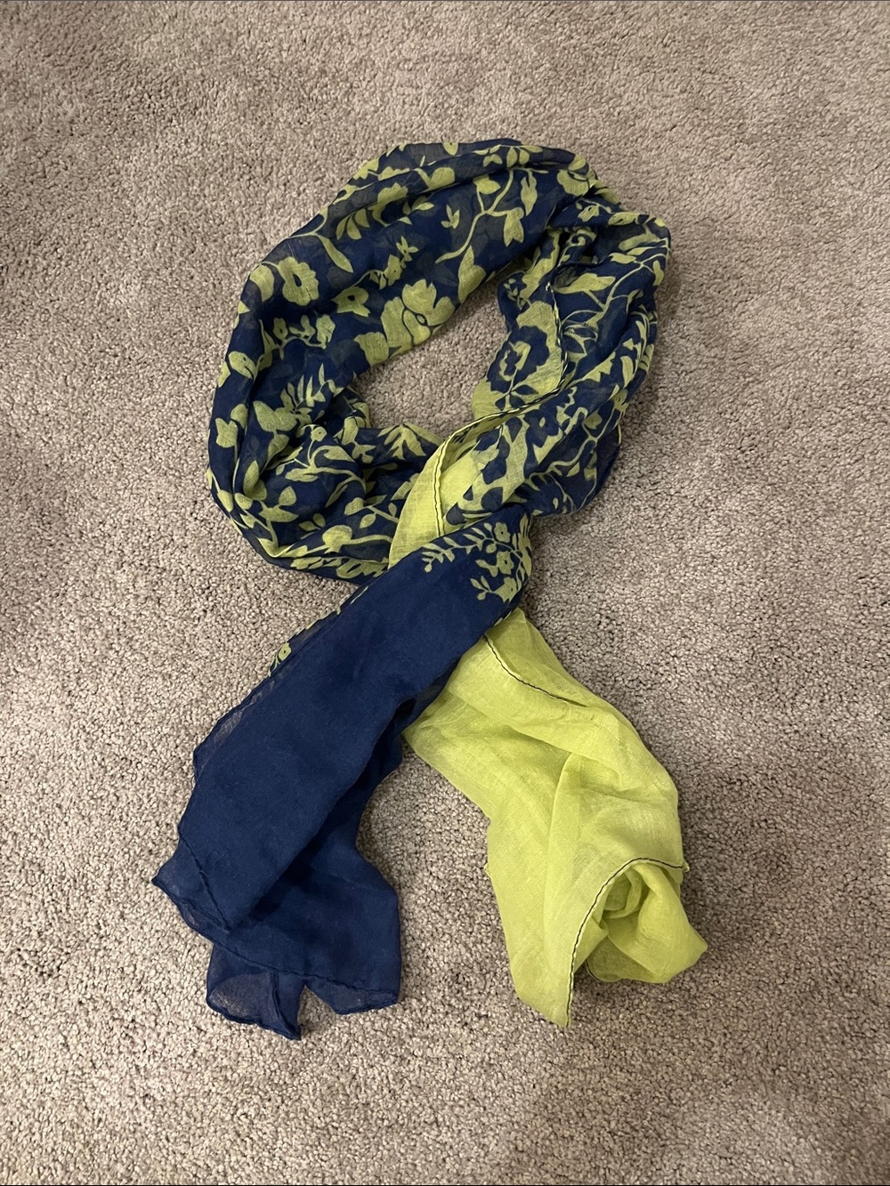 Navy & Lime Floral Lightweight Women's Scarf
